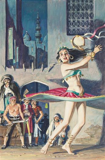 CLIFFORD H. SCHULE (1918 - 2000) Belly dancer, possible paperback book cover.
